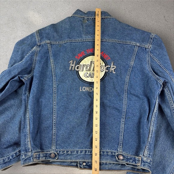 Levi's Denim Trucker Men's Blue Jacket Large 70503 02 Vintage Hard Rock London - Picture 6 of 9
